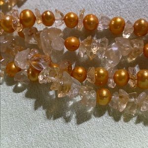 Ross-Simons 4 Row Twisted Gold Pearl Necklace